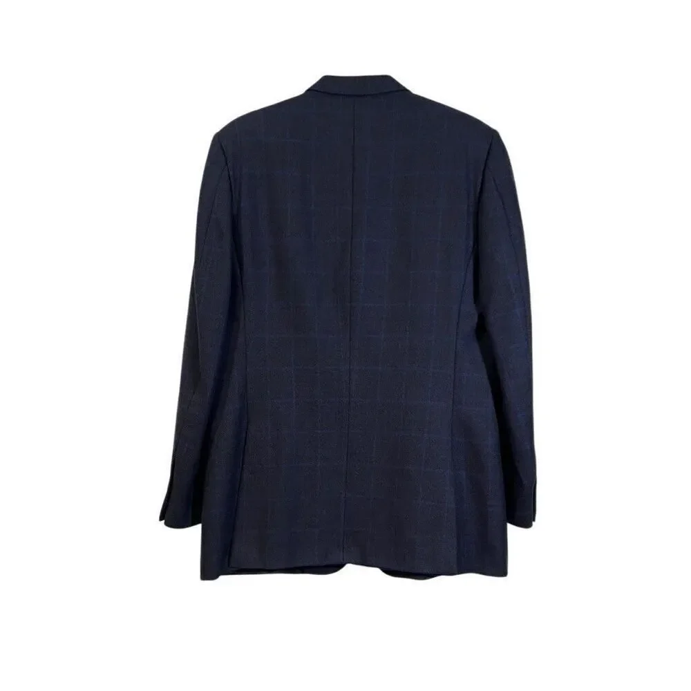 Burberry London Bond Street 2 Button Navy Blue Pinstripe Suit Sz 42 Long Pleated